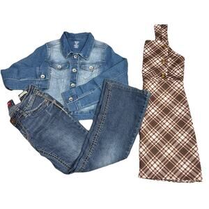 Lot of 3 Jean Jacket, Dress & Denim Pant Girls 10 Casual Fall Outdoor Cowgirl